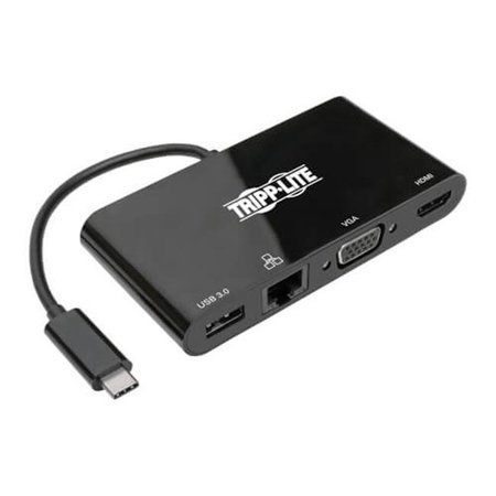 TRIPP LITE Tripp Lite U444-06N-HV4GUB 4K HDMI VGA GBE USBC Dockin Station Adapter - Black U444-06N-HV4GUB